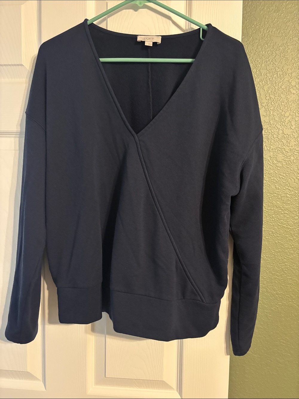 LOFT Navy Wrap-Front V-Neck Sweater